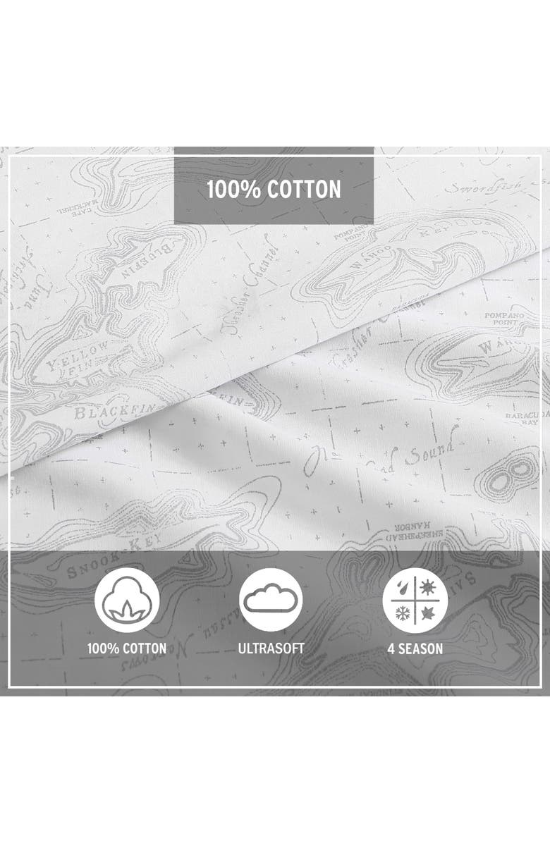 Eddie Bauer Fish Atol 200 Thread Count 100% Cotton Percale Sheet Set, Alternate, color, Light Grey
