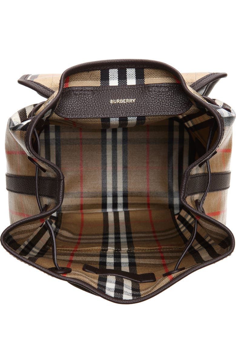 Burberry Highlands Check Coated Canvas Backpack, Alternate, color, Sand