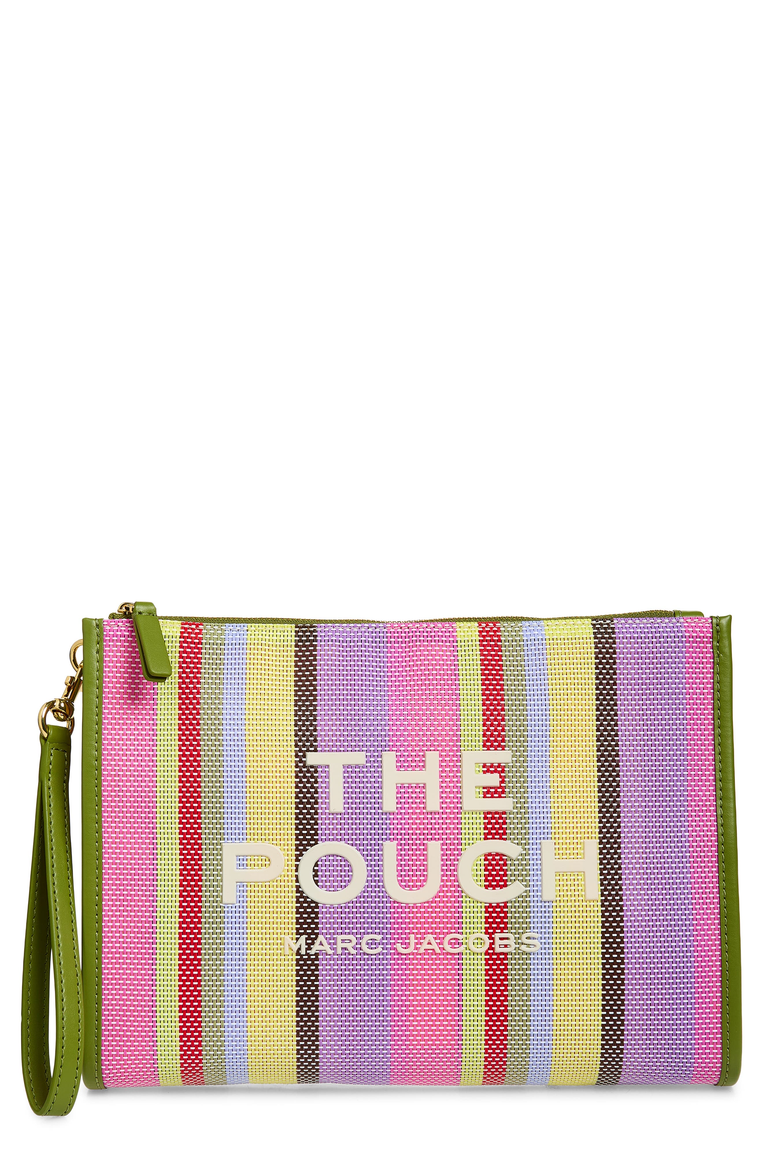 Marc Jacobs The Large Stripe Mesh Pouch, Main, color, Purple Multi