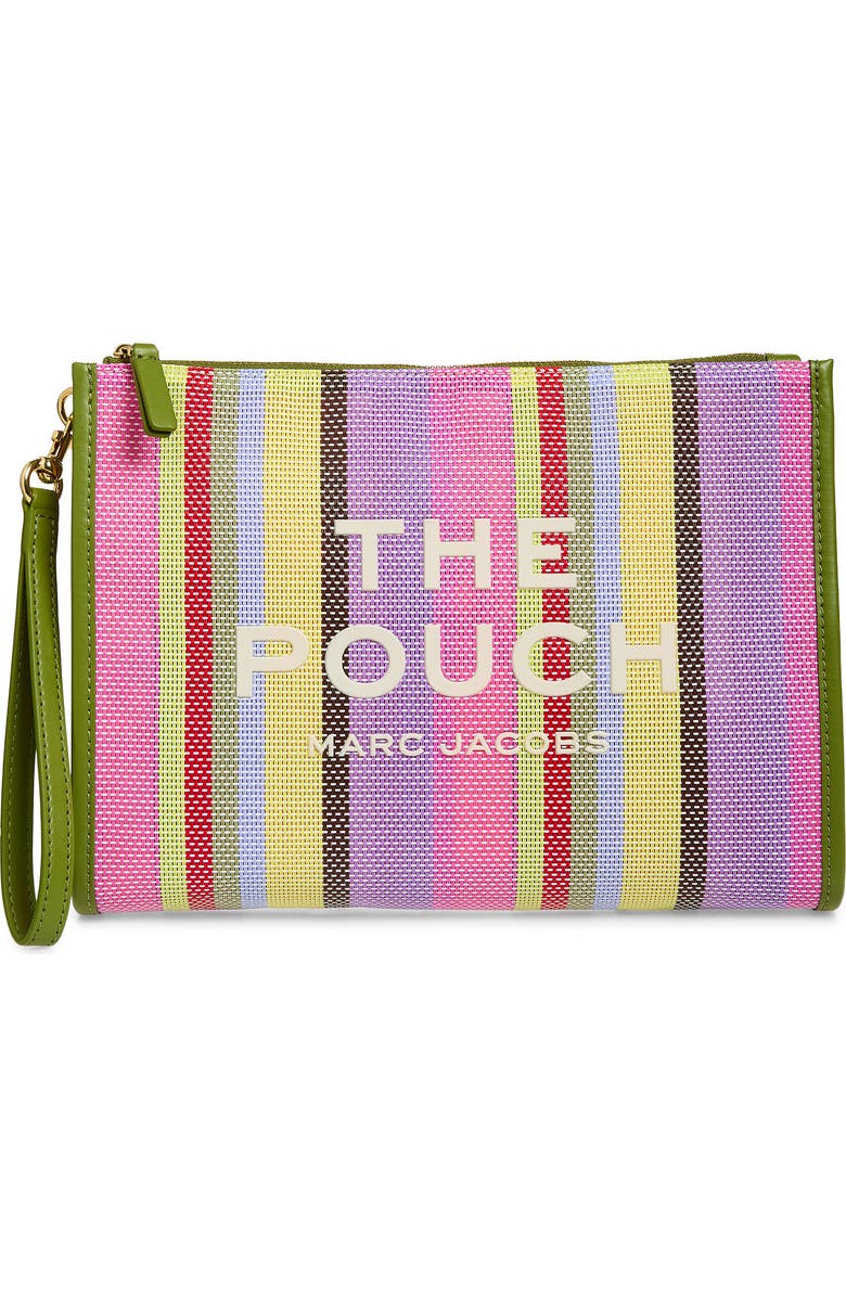 Marc Jacobs The Large Stripe Mesh Pouch, Main, color, Purple Multi