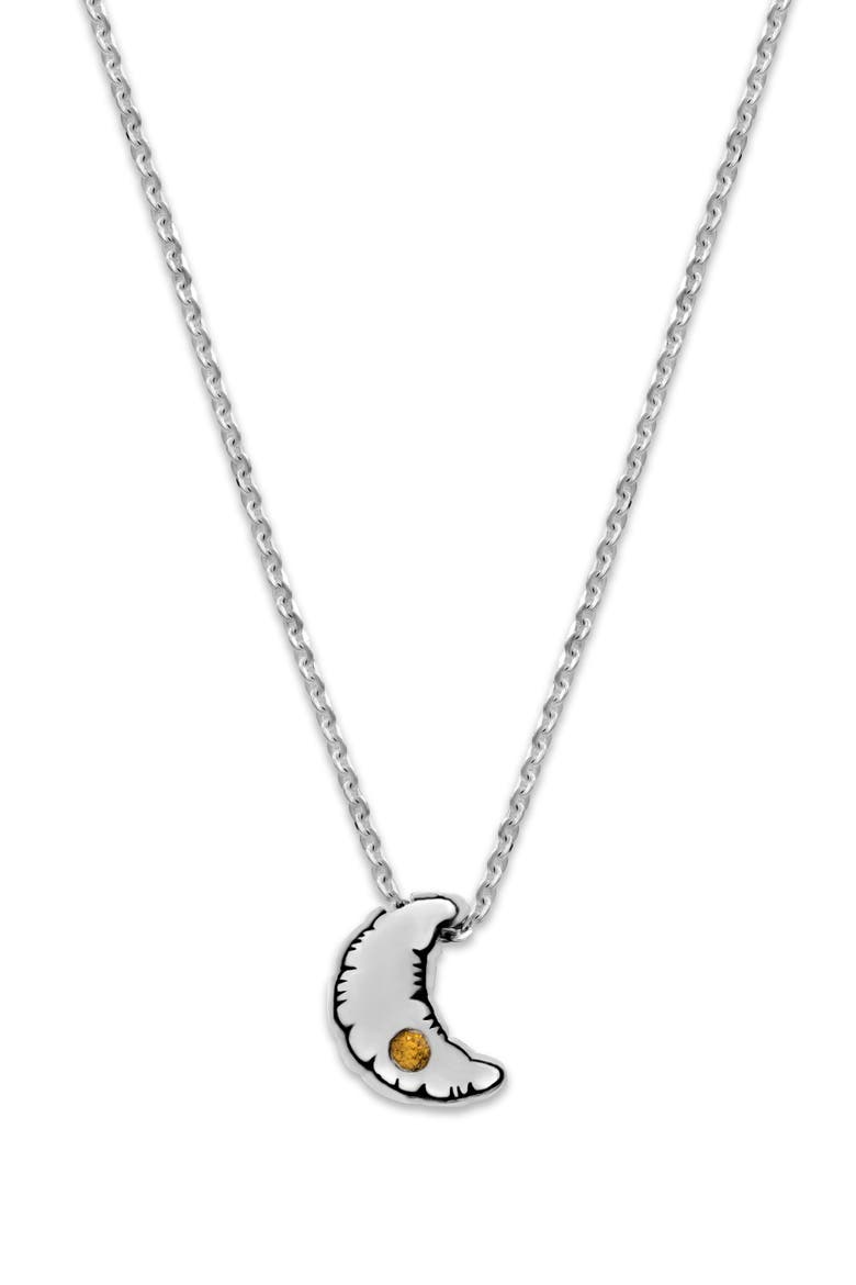 Sterling Silver Moon Pendant Necklace with Citrine Stone, Main, color, SILVER/ YELLOW