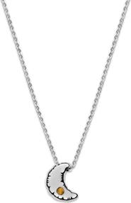 SAMUEL B. Sterling Silver Moon Pendant Necklace with Citrine Stone