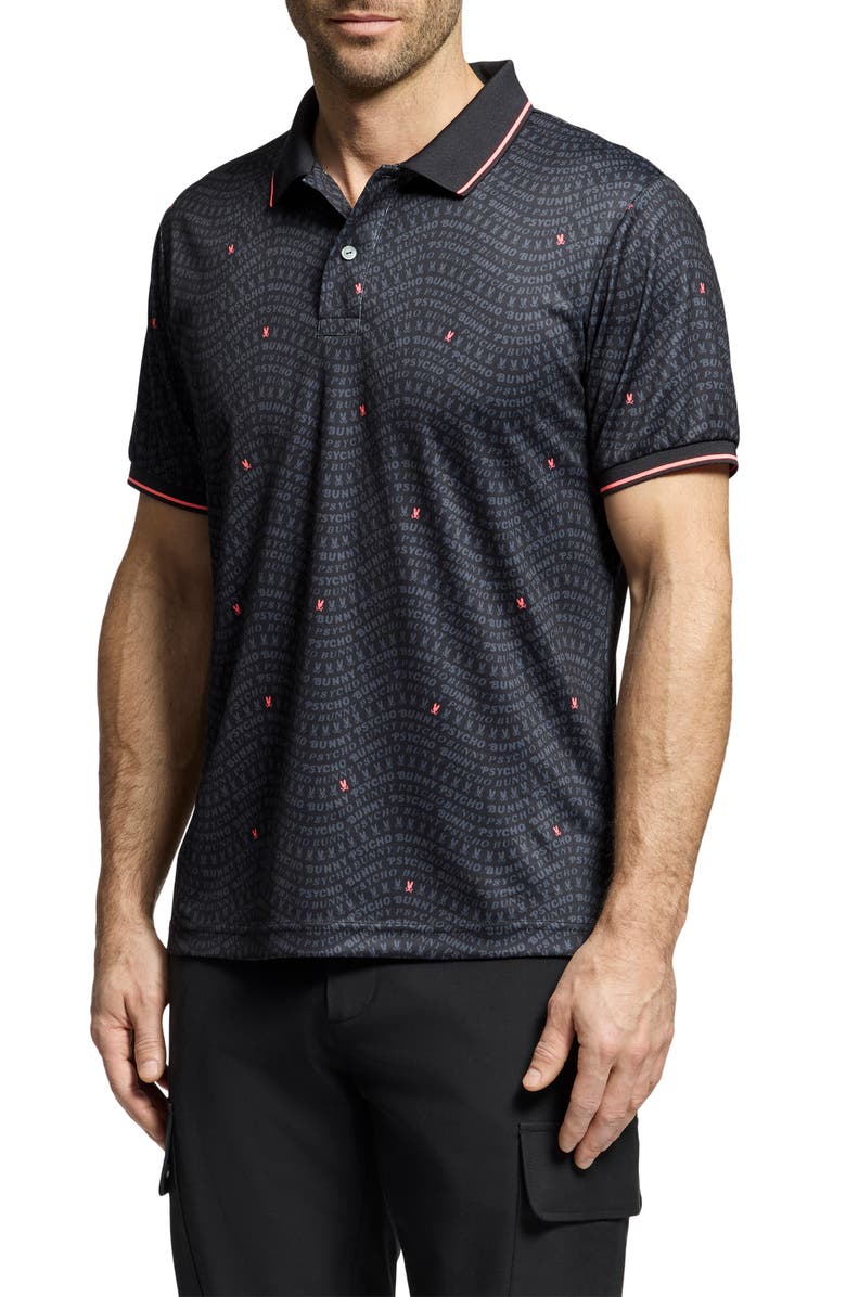 Psycho Bunny Winston Print Sport Polo, Alternate, color, Black