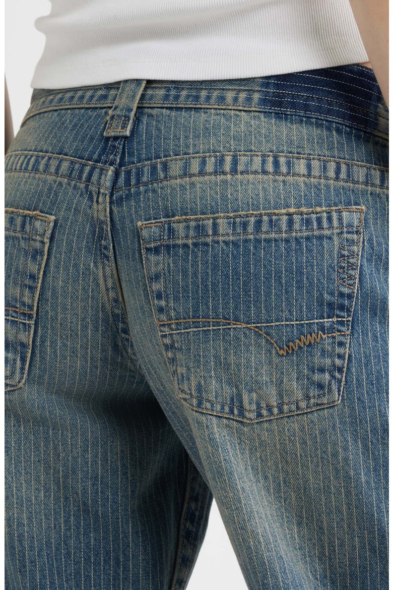 Kayla Low-Rise Wide-Leg Pinstripe Jeans, Alternate, color, BLUE
