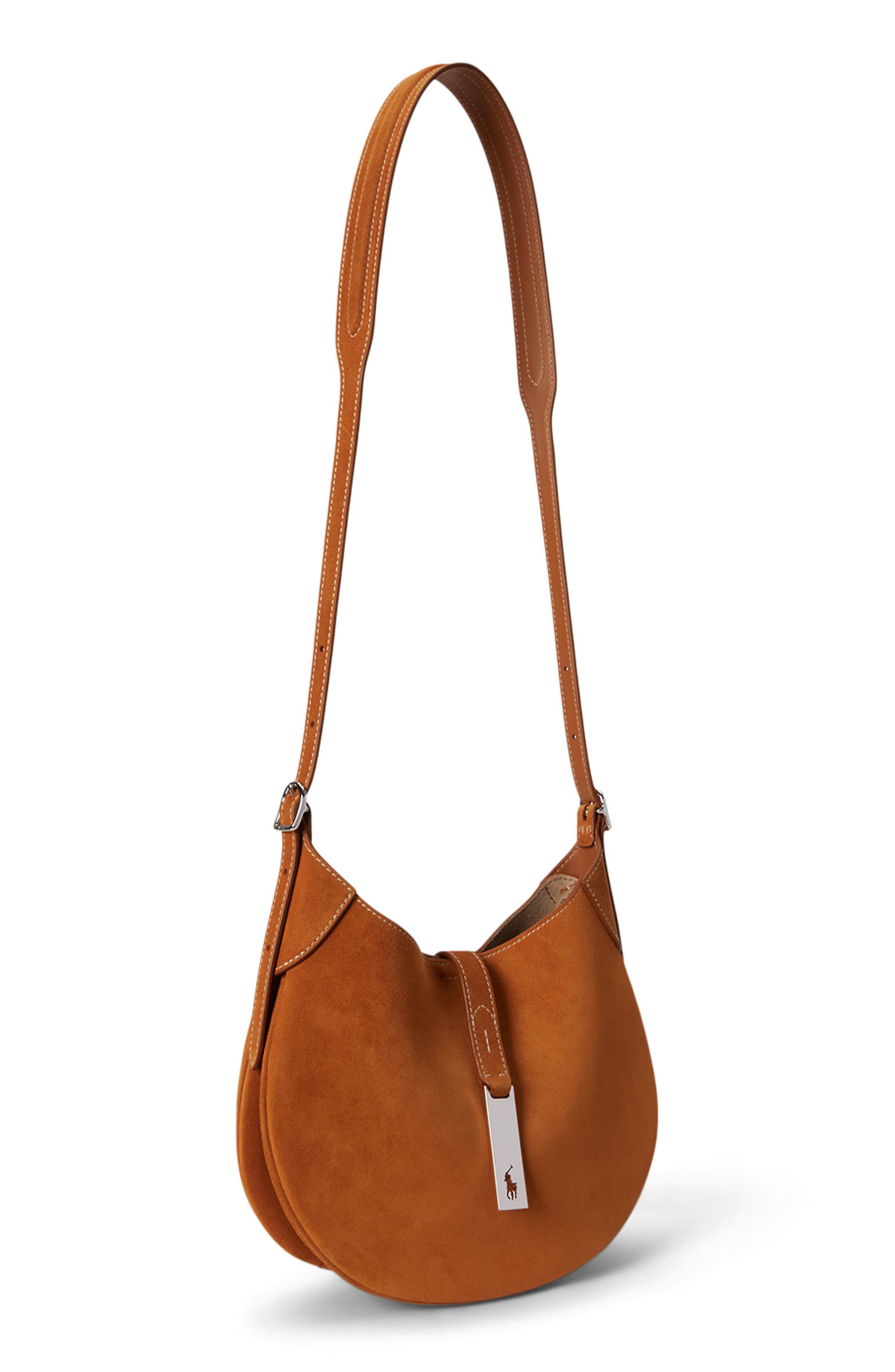 Polo ID Small Suede Shoulder Bag, Alternate, color, TURMERIC
