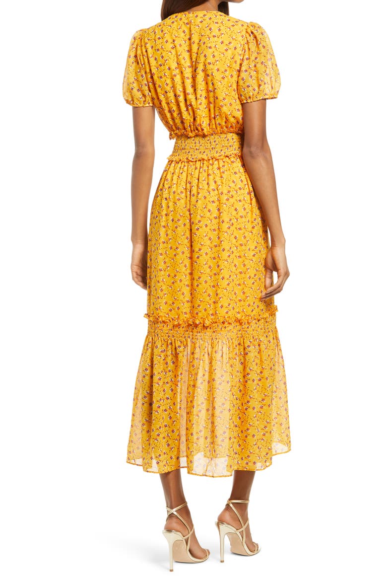 Ruby Floral Short Sleeve Dress, Alternate, color, MUSTARD DITSY