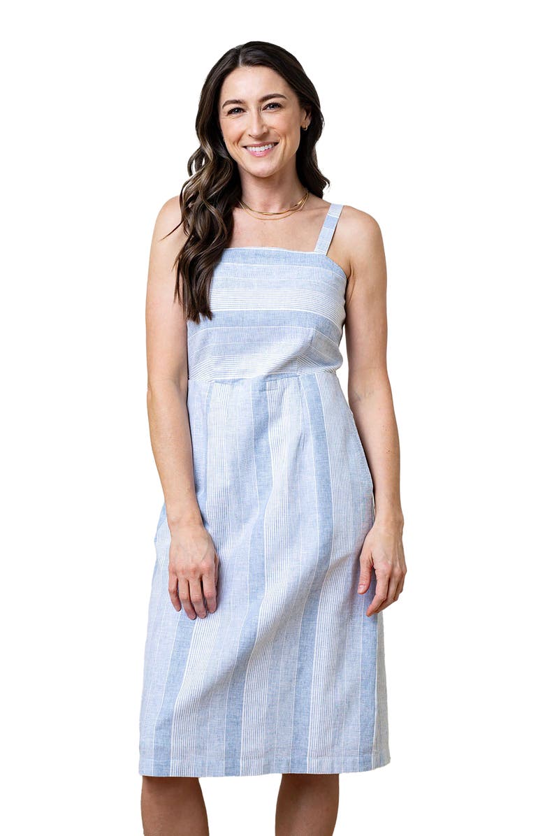 Hope 
Henry Women
s Sleeveless Sheath Dress, Main, color, Blue Ombre Stripe Linen