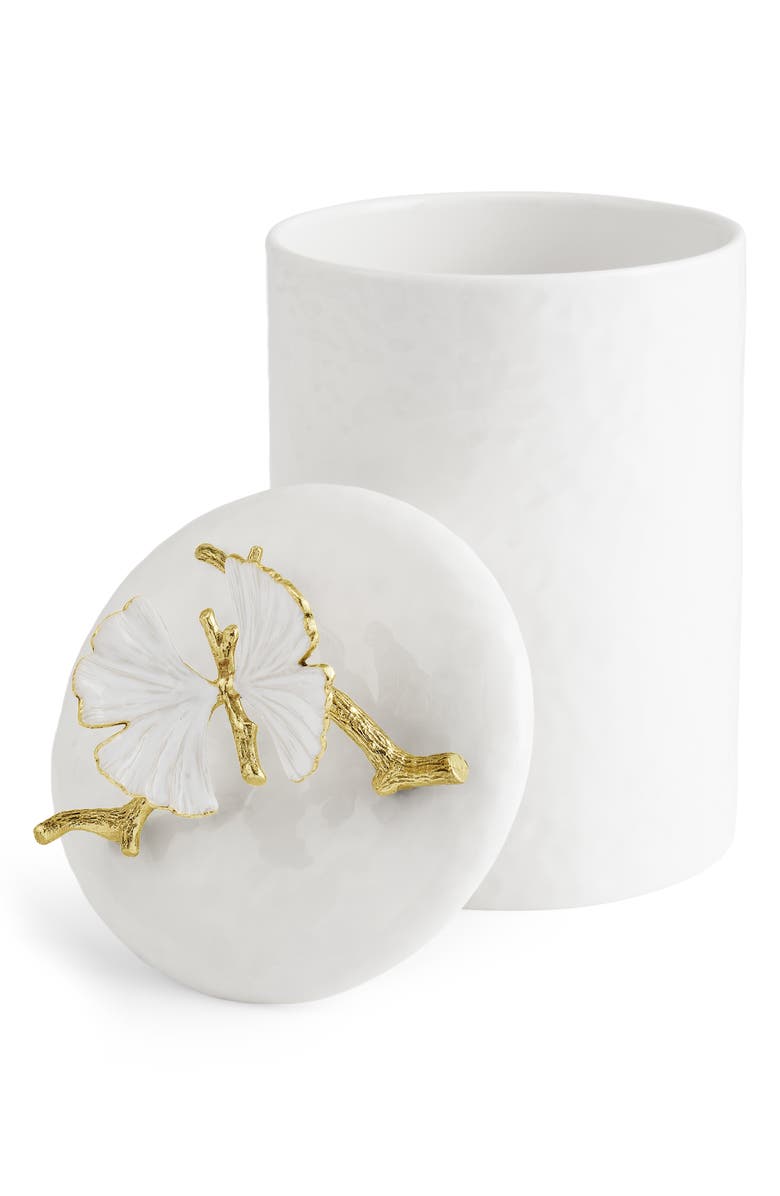 Michael Aram Butterfly Ginkgo Medium Canister, Alternate, color, White/ Gold