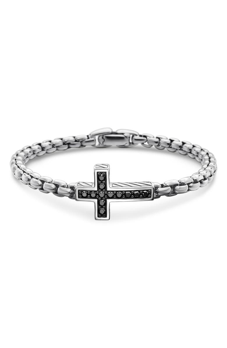 David Yurman Pavé Cross Bracelet in Sterling Silver with Diamonds, 5mm, Main, color, Black Diamond