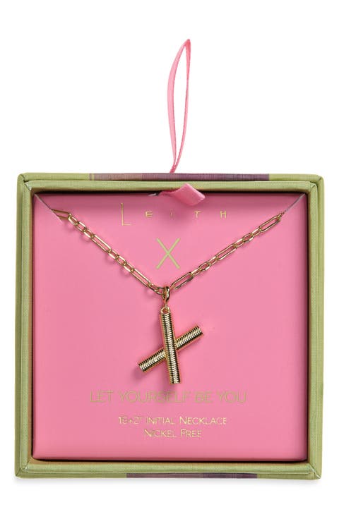 Initial Pendant Paper Clip Chain Necklace