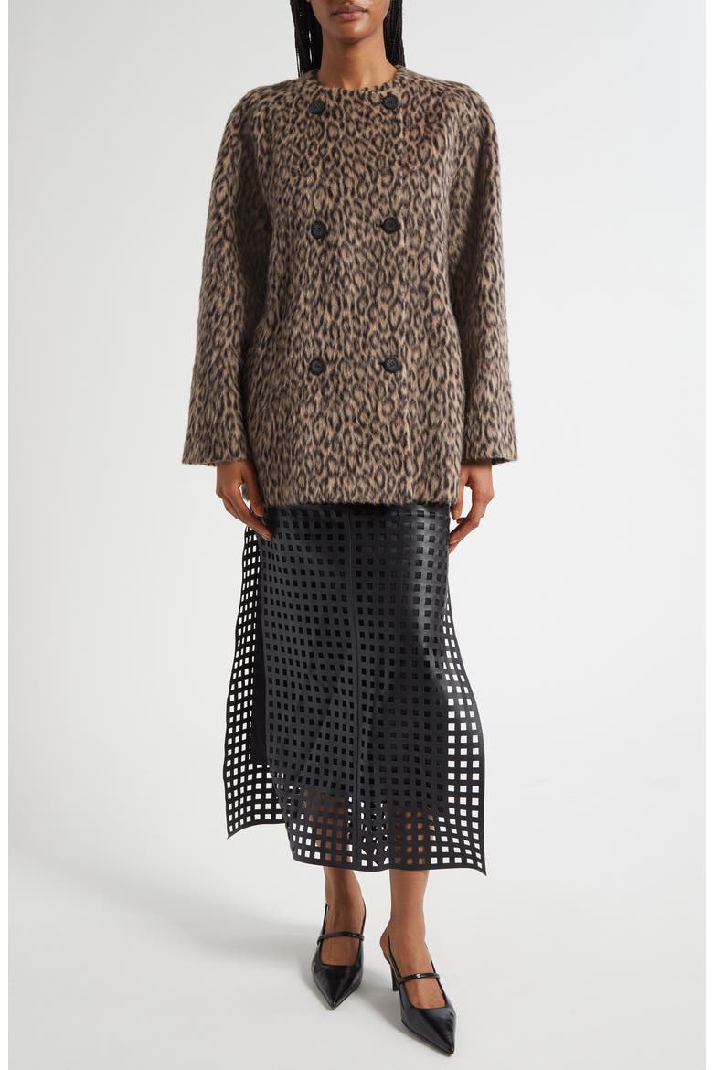 Laser Cut Nappa Leather Midi Skirt, Alternate, color, SOLID BLACK