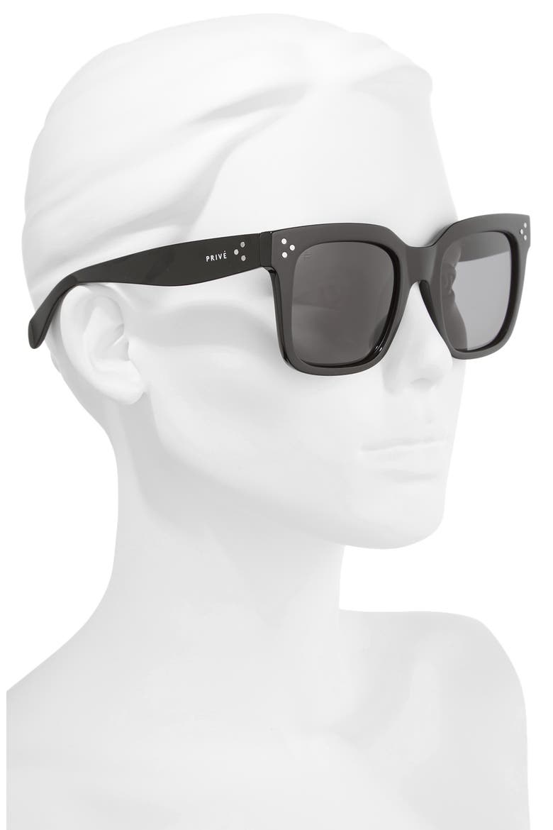 The Heroine 53mm Sunglasses, Alternate, color, BLACK