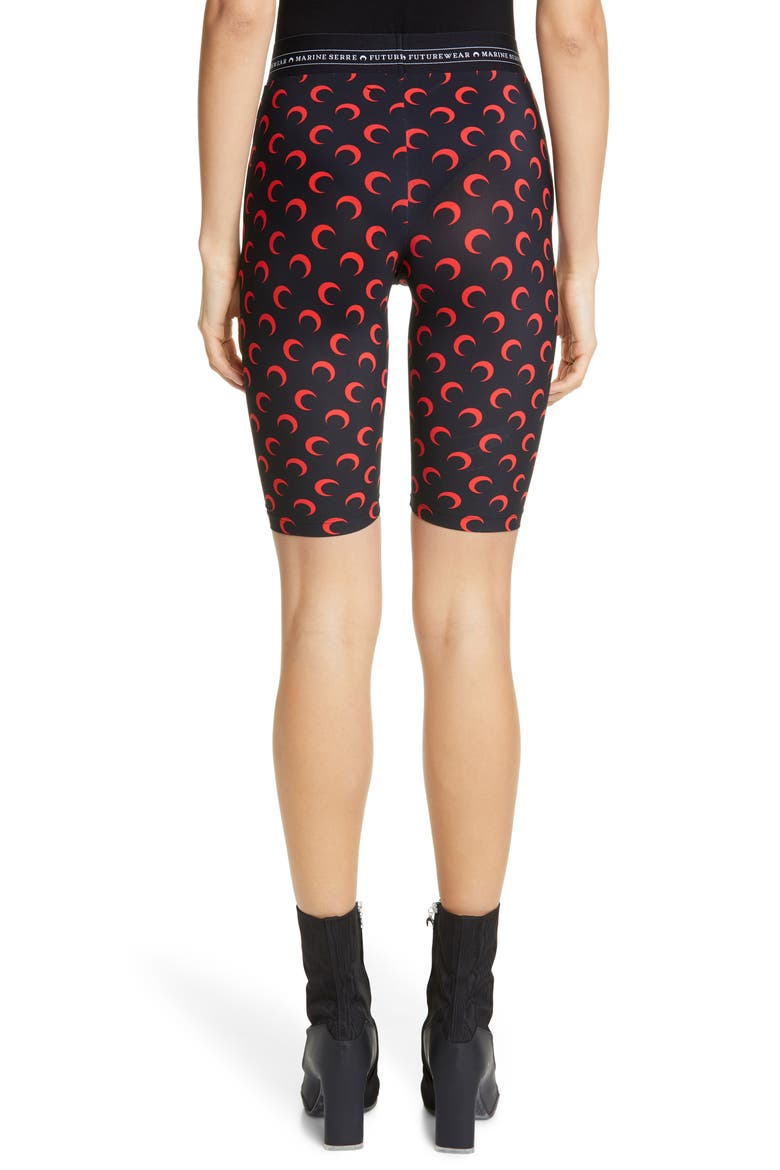 Crescent Print Jersey Biker Shorts (Nordstrom Exclusive), Alternate, color, ALL OVER BLACK/ RED MOON