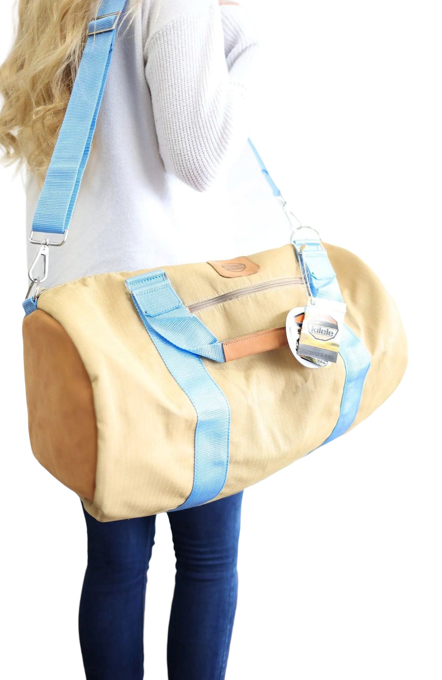 Jubilee Trading Co. The Samburu Duffel Bag, Alternate, color, Tan And Blue