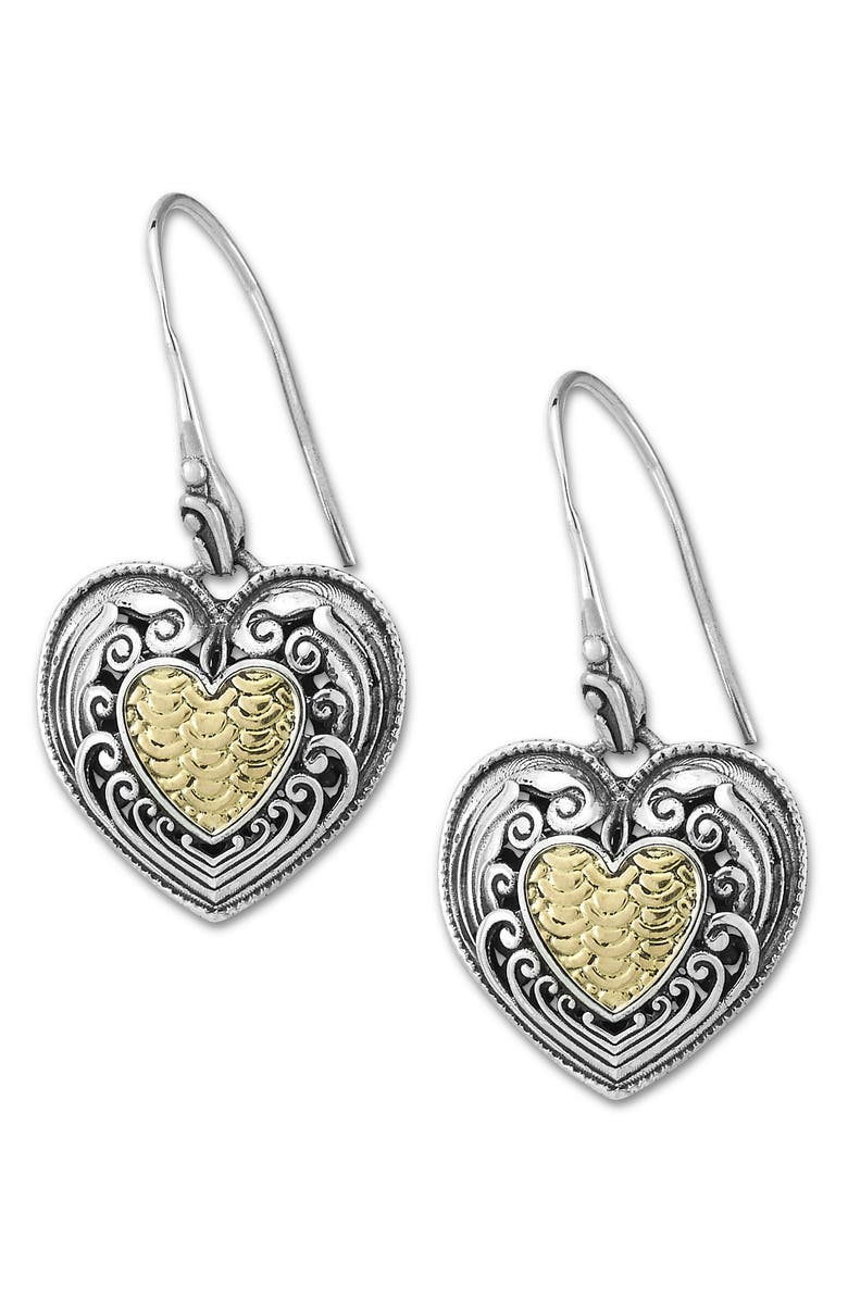 SAMUEL B. 18K Yellow Gold & Sterling Silver Heart Drop Earrings, Main, color, 