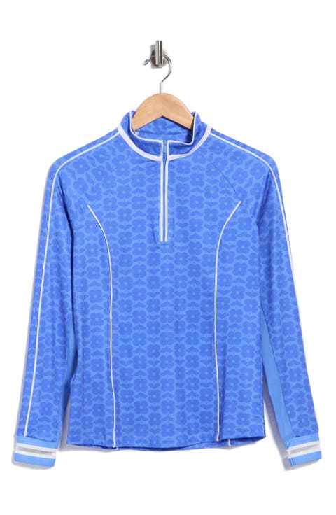 Geometric Floral Performance Sun Half Zip Top