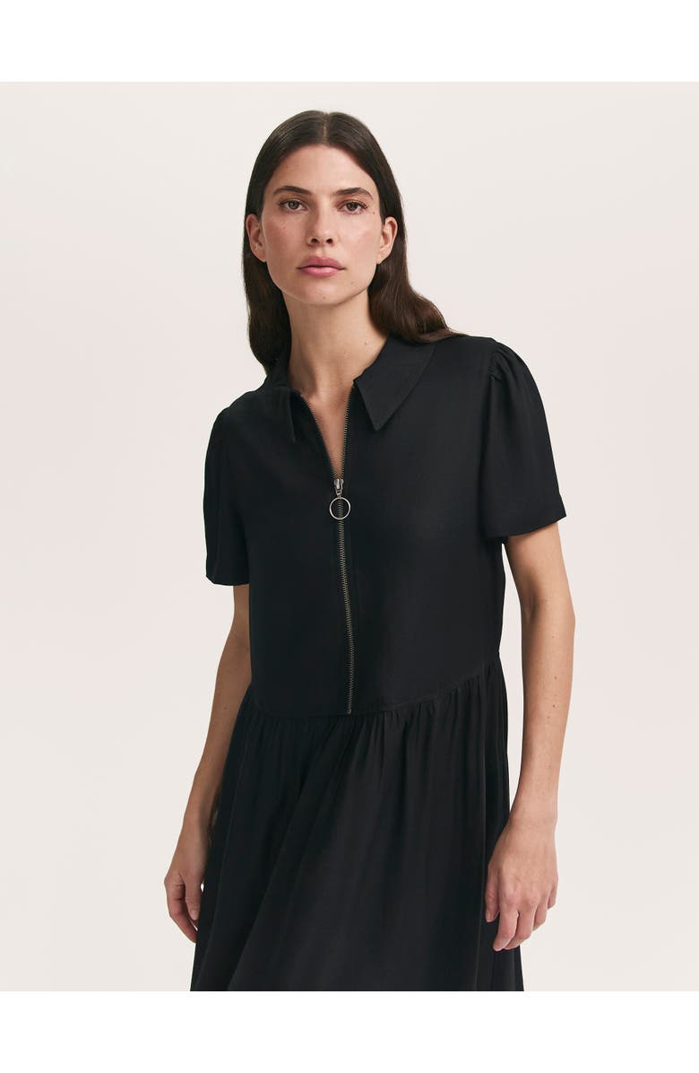 Finery London Orion Zip Front Midi Shirt Dress, Main, color, Black