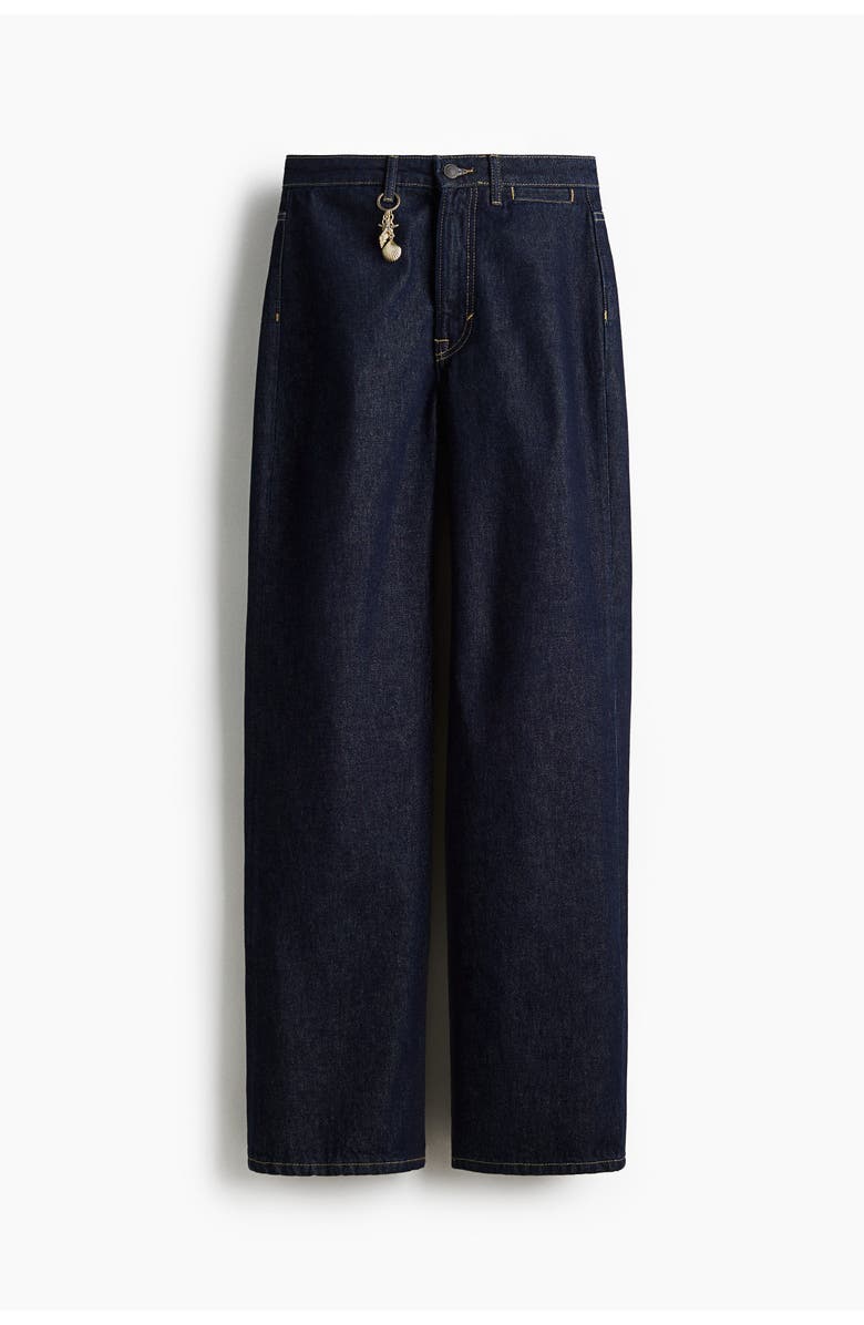 H&M Straight High Jeans, Main, color, Dark Denim Blue