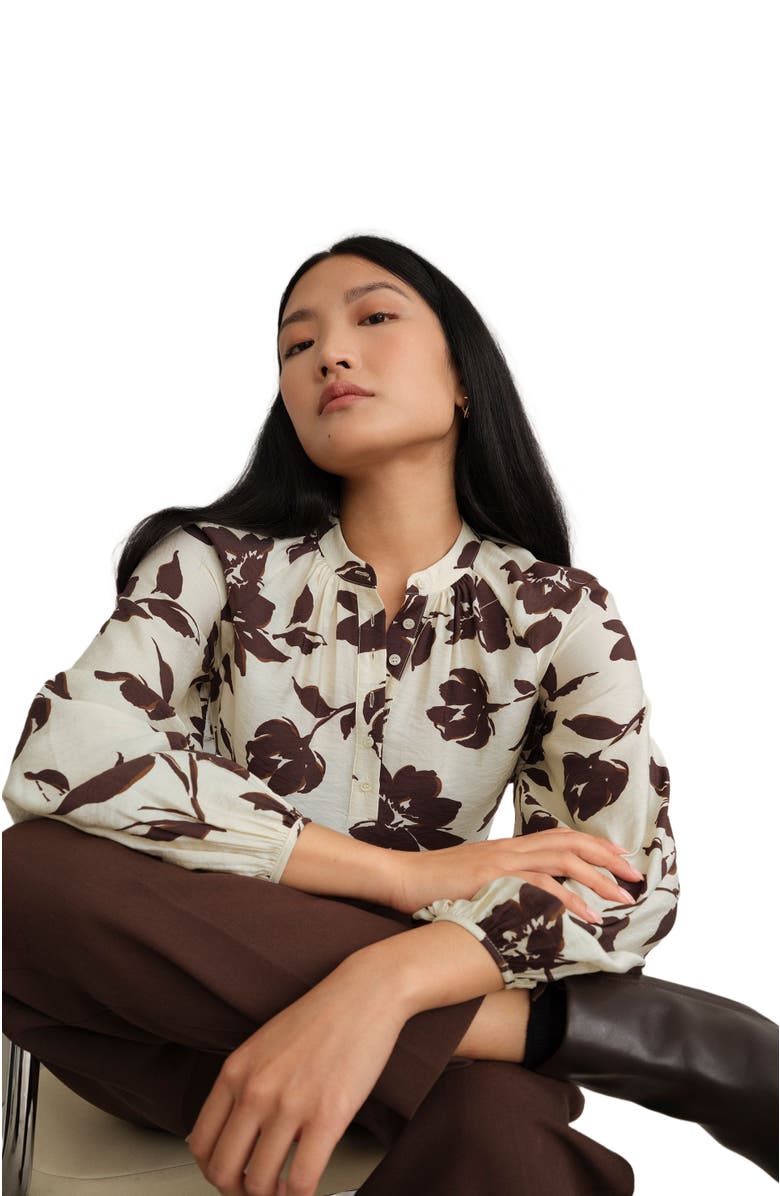 HOBBS LONDON Sherry Blouse, Alternate, color, Beige Chocolate