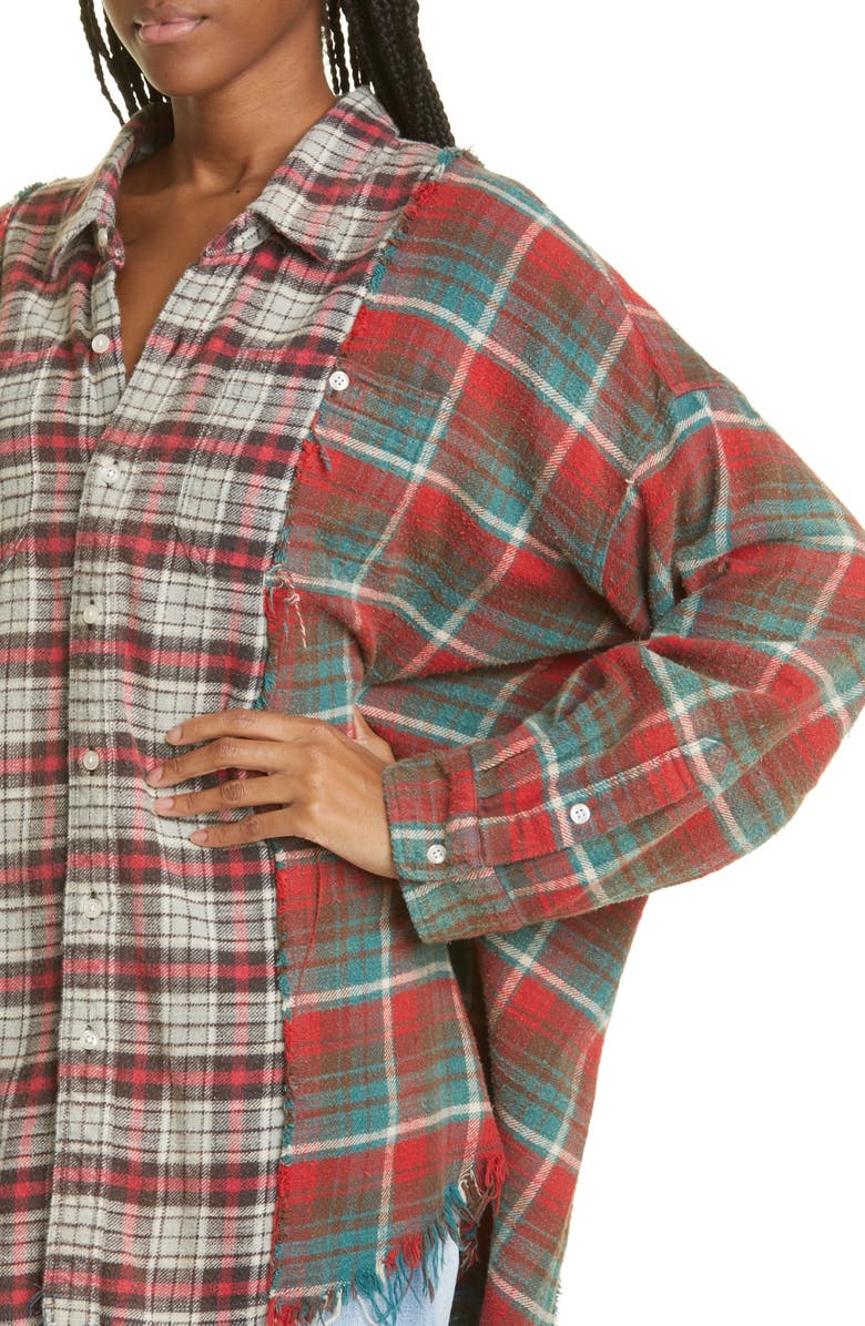 R13 Women's Patchwork Plaid Cotton Flannel Button-Up Shirt, Alternate, color, 