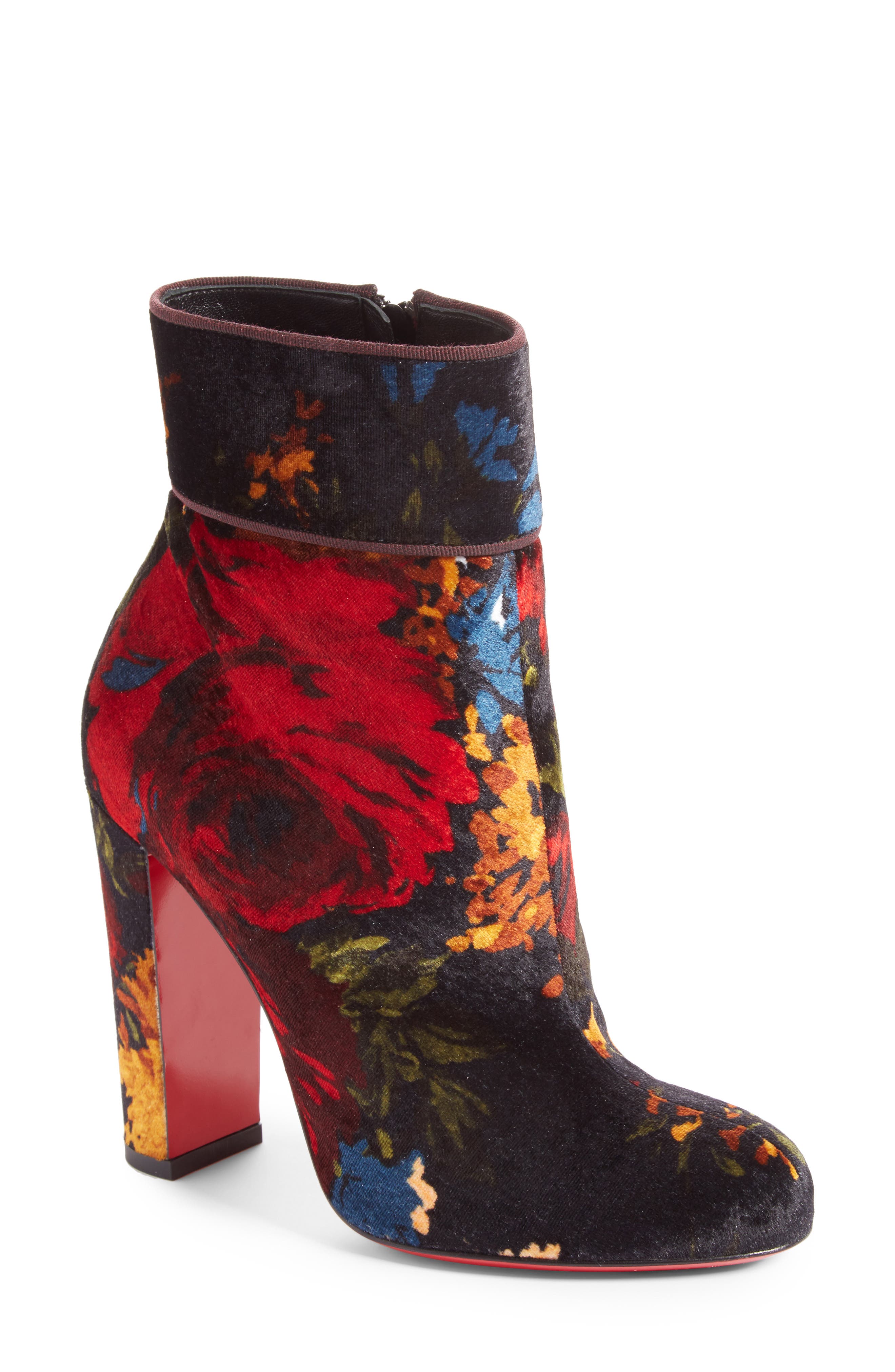 Moulamax Floral Velvet Bootie, Main, color, BLACK FLORAL VELVET