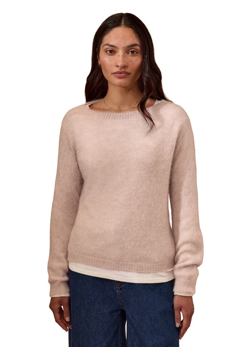 Gauzy Boat Knit Sweater, Main, color, Peony