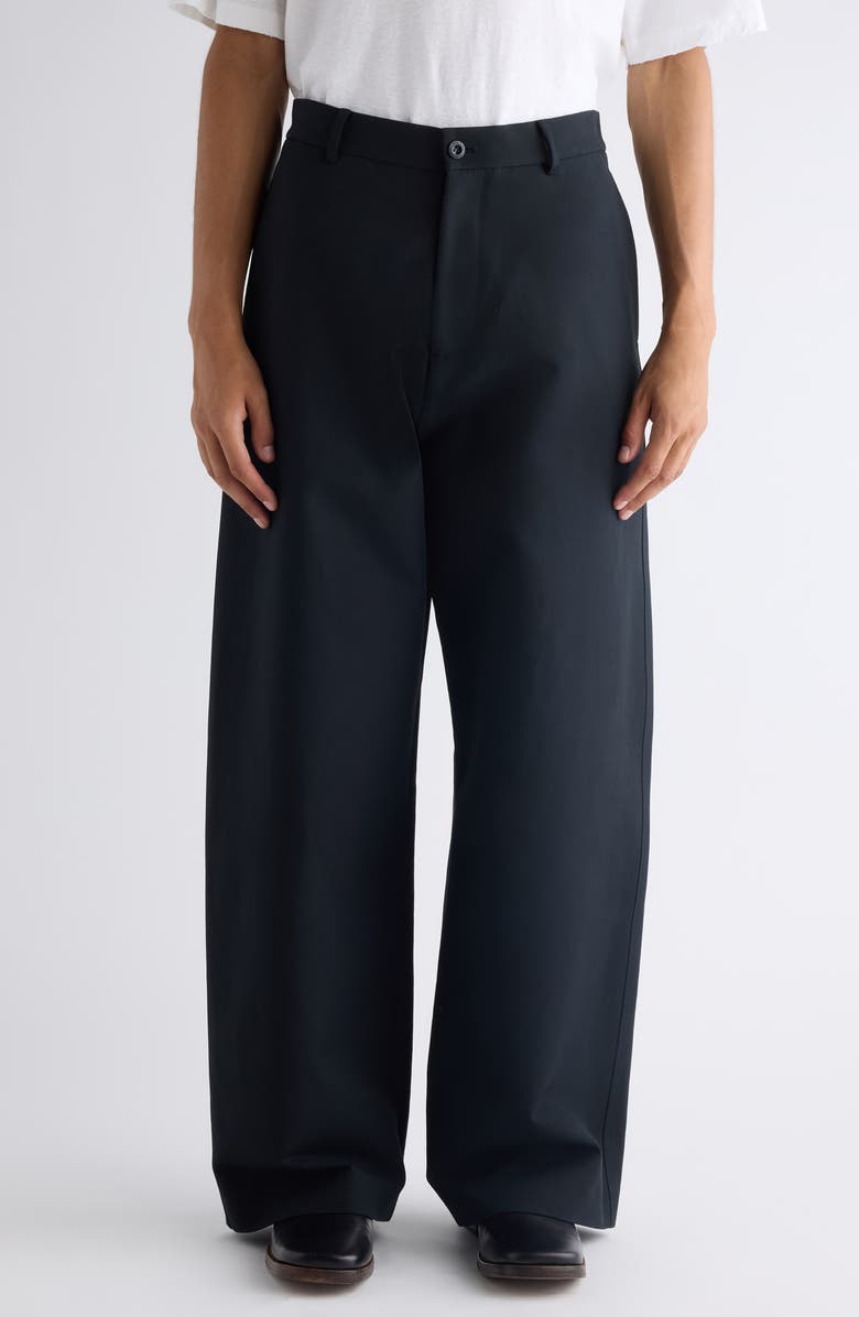 Acne Studios Plass Cotton Sateen Wide Leg Pants, Main, color, Black