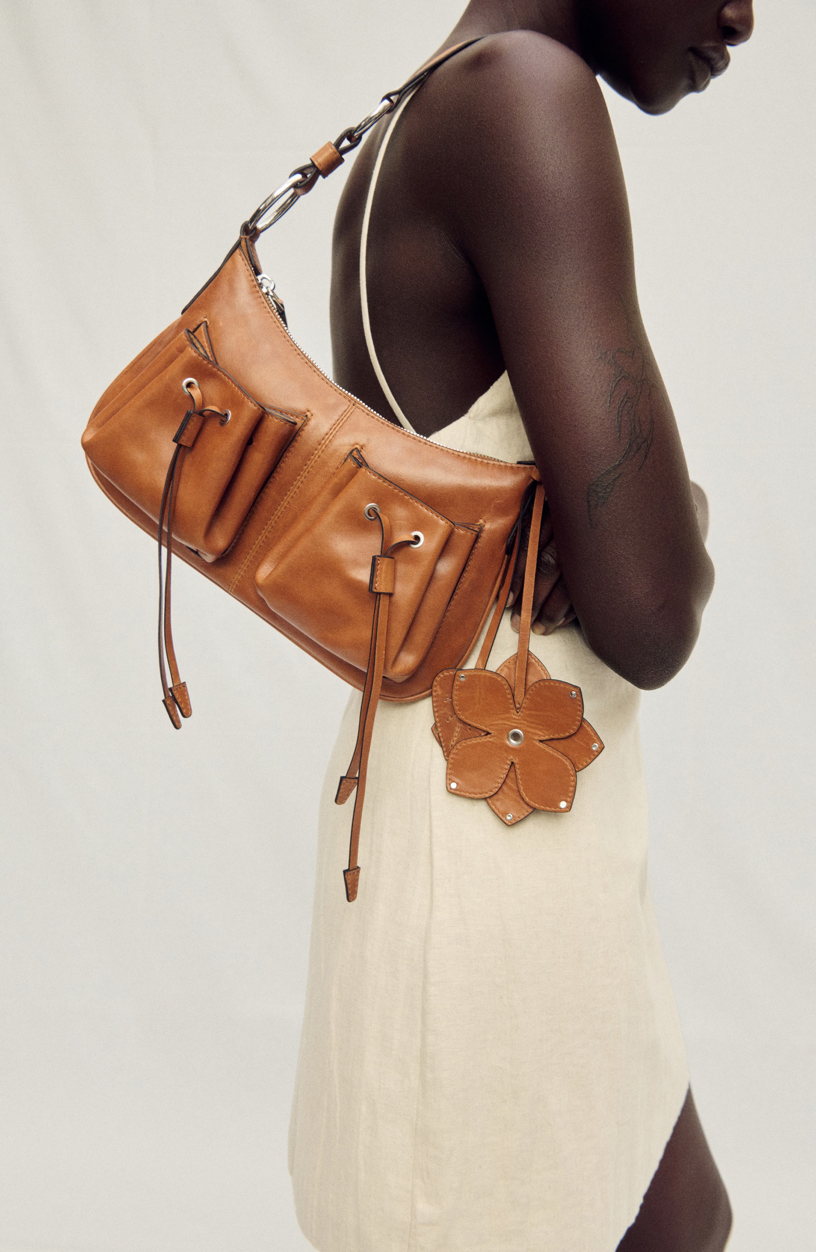MANGO Leather Shoulder Bag, Alternate, color, 