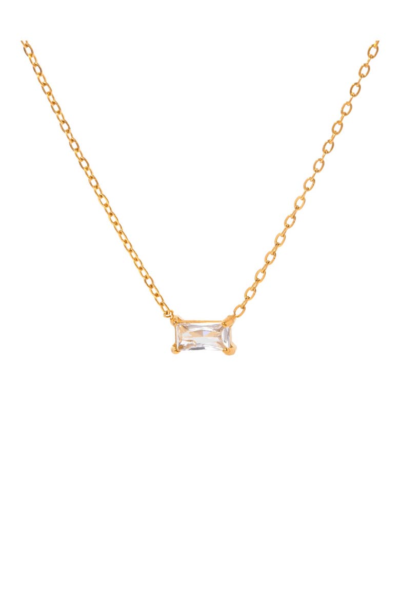 Hollywood Sensation Nightfall Glow Necklace with Emerald-Cut Cubic Zirconia Pendant, Main, color, Gold
