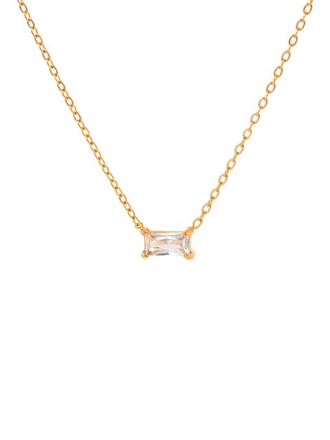 Nightfall Glow Necklace with Emerald-Cut Cubic Zirconia Pendant