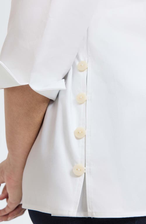 Foxcroft Beatrice Side Button Shirt In White