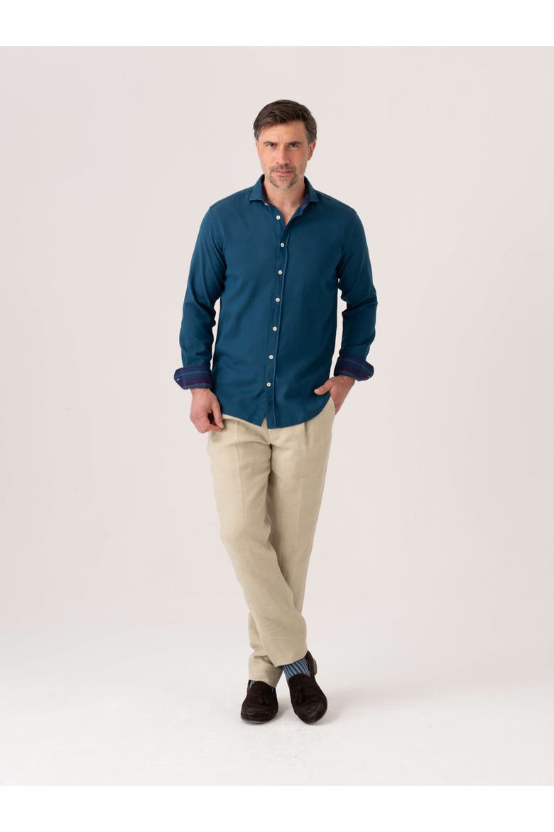 Kabisa Kikoy Cotton Long Sleeve Shirt, Alternate, color, Teal Blue