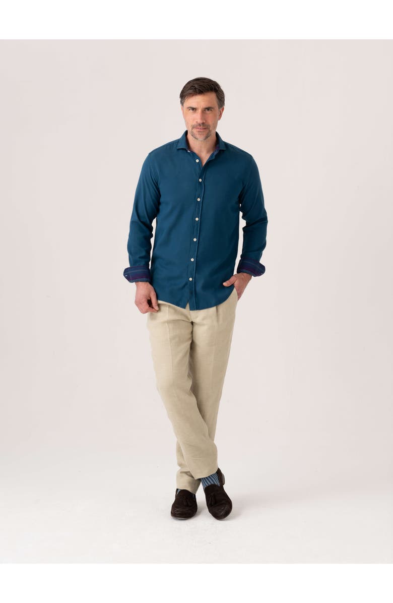 Koy Clothing Kabisa Kikoy Cotton Long Sleeve Shirt, Alternate, color, Teal Blue