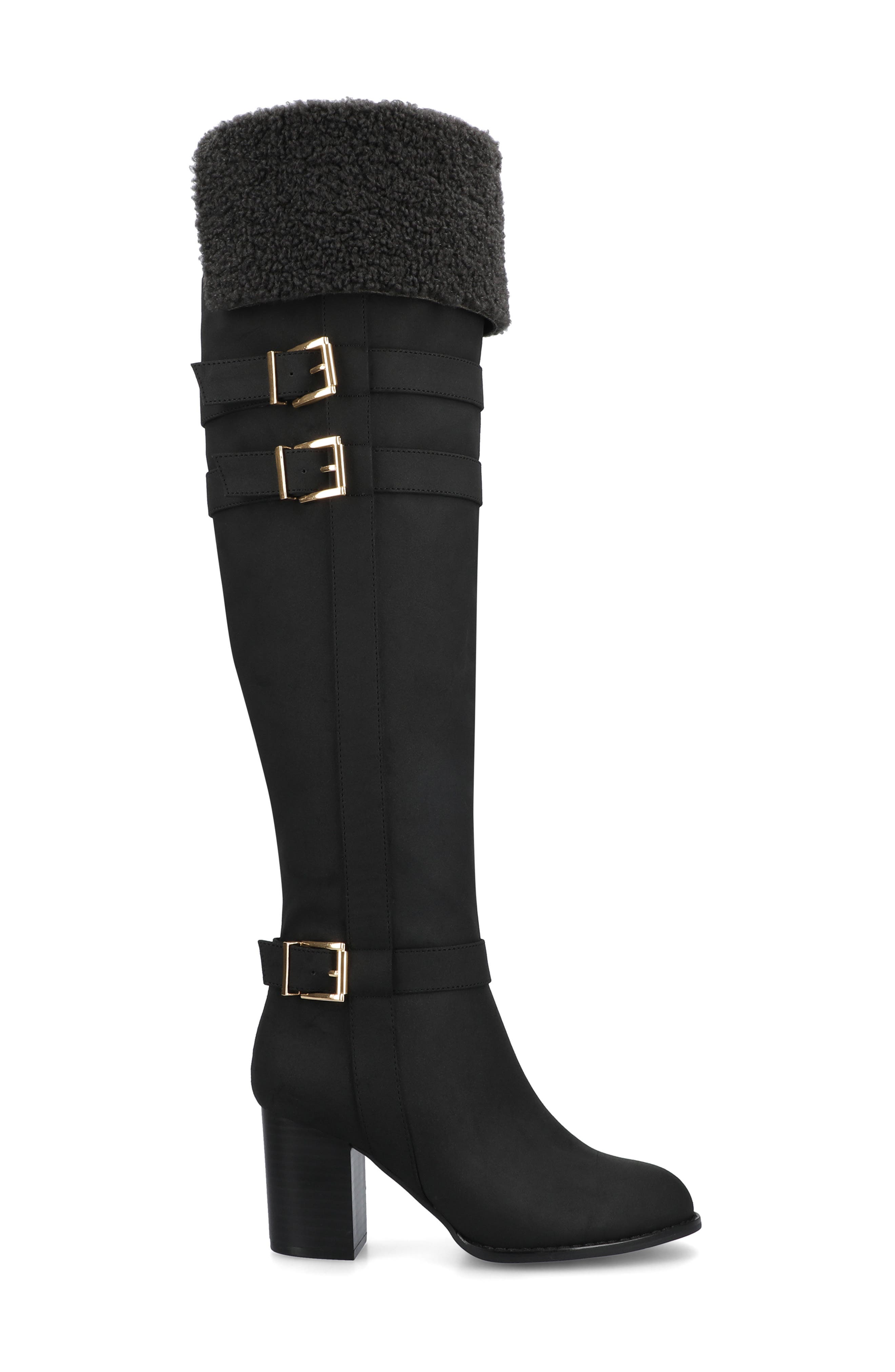 Journee Collection Alyza Faux Shearling Over-the-Knee Boot, Alternate, color, Black