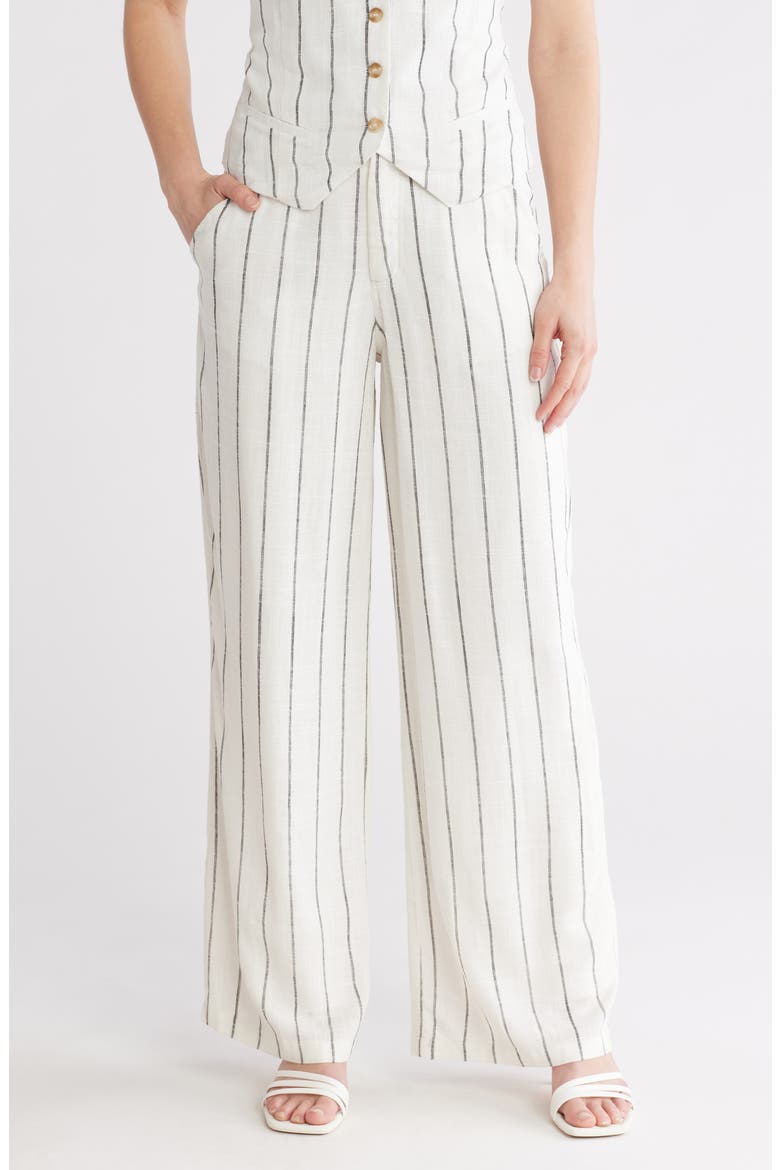 April High Waist Wide Leg Pants, Main, color, GARDENIA/ BLACK STRIPE