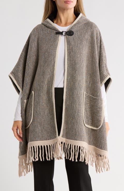 Hooded Jacquard Ruana