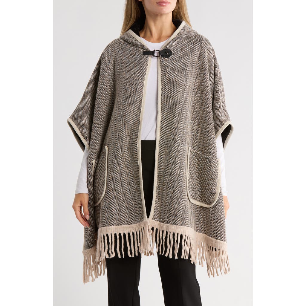 Nanette Lepore Hooded Jacquard Ruana In Brown