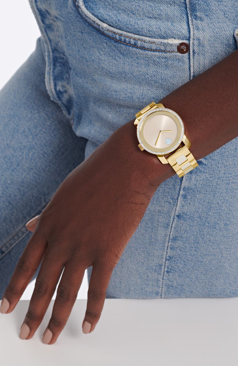 Movado Bold Iconic Mixed Material Bracelet Watch, 36mm, Alternate, color, 