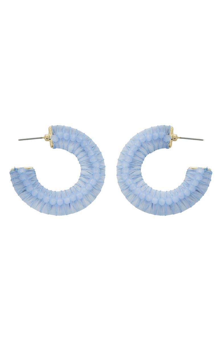Panacea Suede Crystal Hoop Earrings, Main, color, Blue
