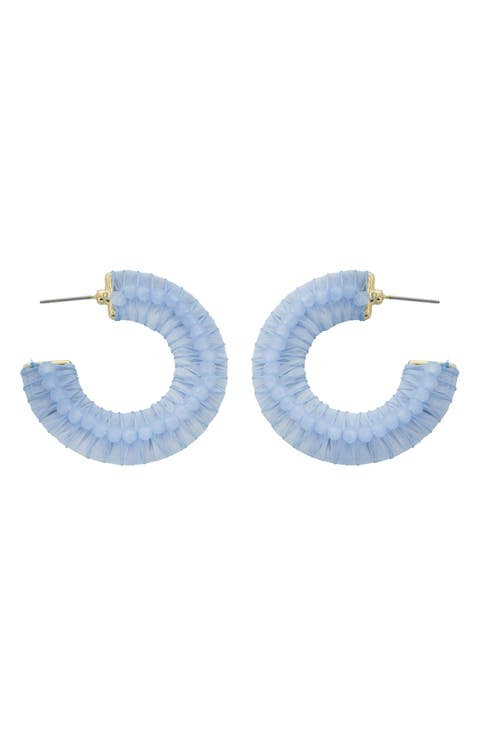 Suede Crystal Hoop Earrings