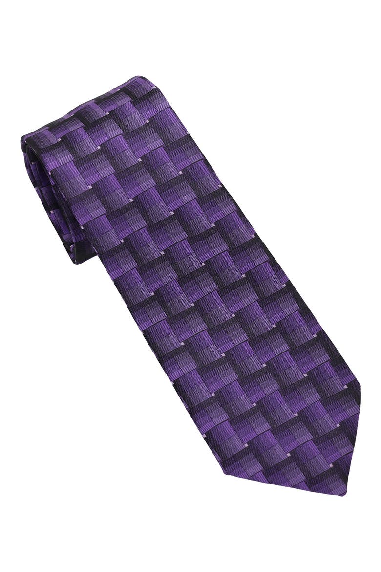 Ombré Check Tie, Main, color, BLACK/PURPLE