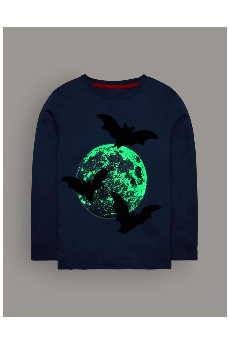 Kids' Glow Appliqué Long Sleeve T-Shirt, Alternate, color, MOONS AND BATS