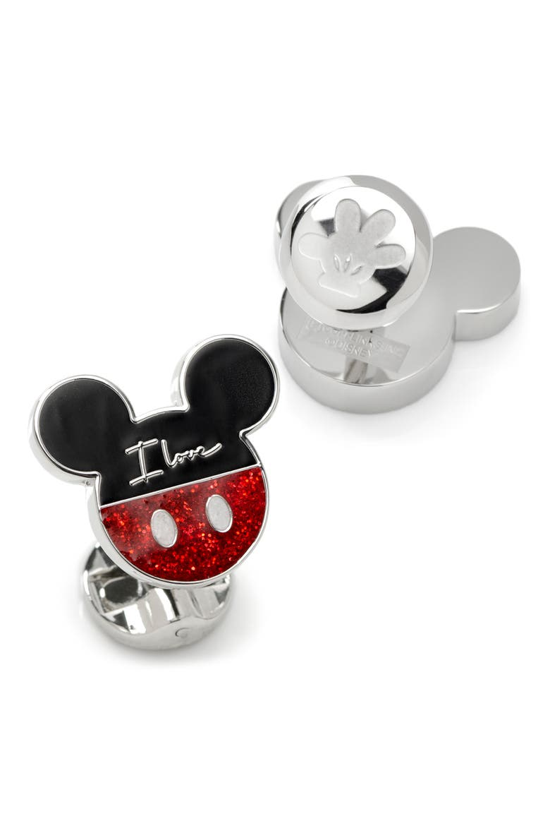 x Disney Mickey & Minnie 'I Love Us' Cuff Links, Alternate, color, BLACK