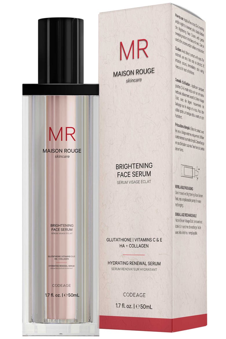 Brightening Face Serum, Glutathione, Collagen HA, Vitamin, CoQ10, Refillable 50mL, Main, color, White