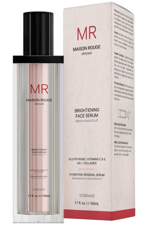 Brightening Face Serum, Glutathione, Collagen HA, Vitamin, CoQ10, Refillable 50mL