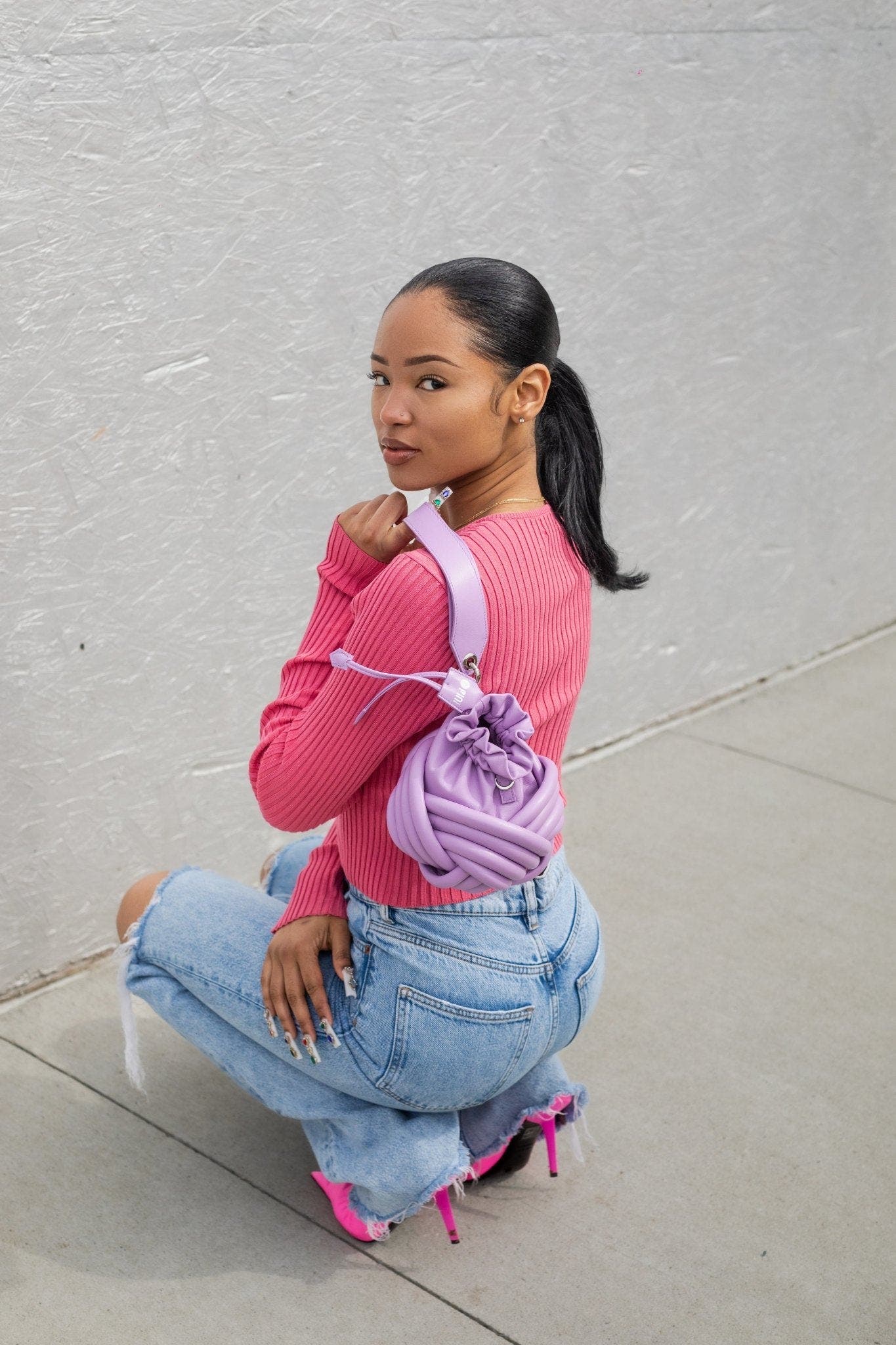 Fini Knurly Handbag - Lilac, Alternate, color, Lilac