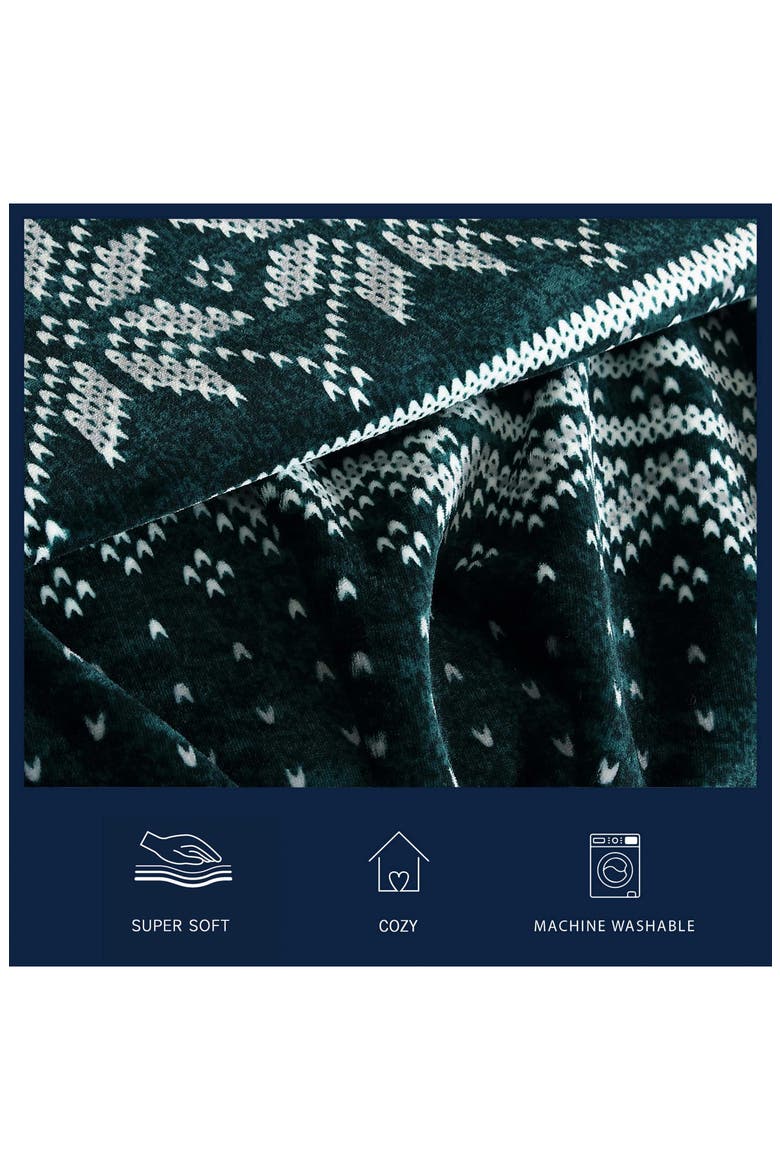 Fairisle Reversible Throw Blanket, Alternate, color, GREEN