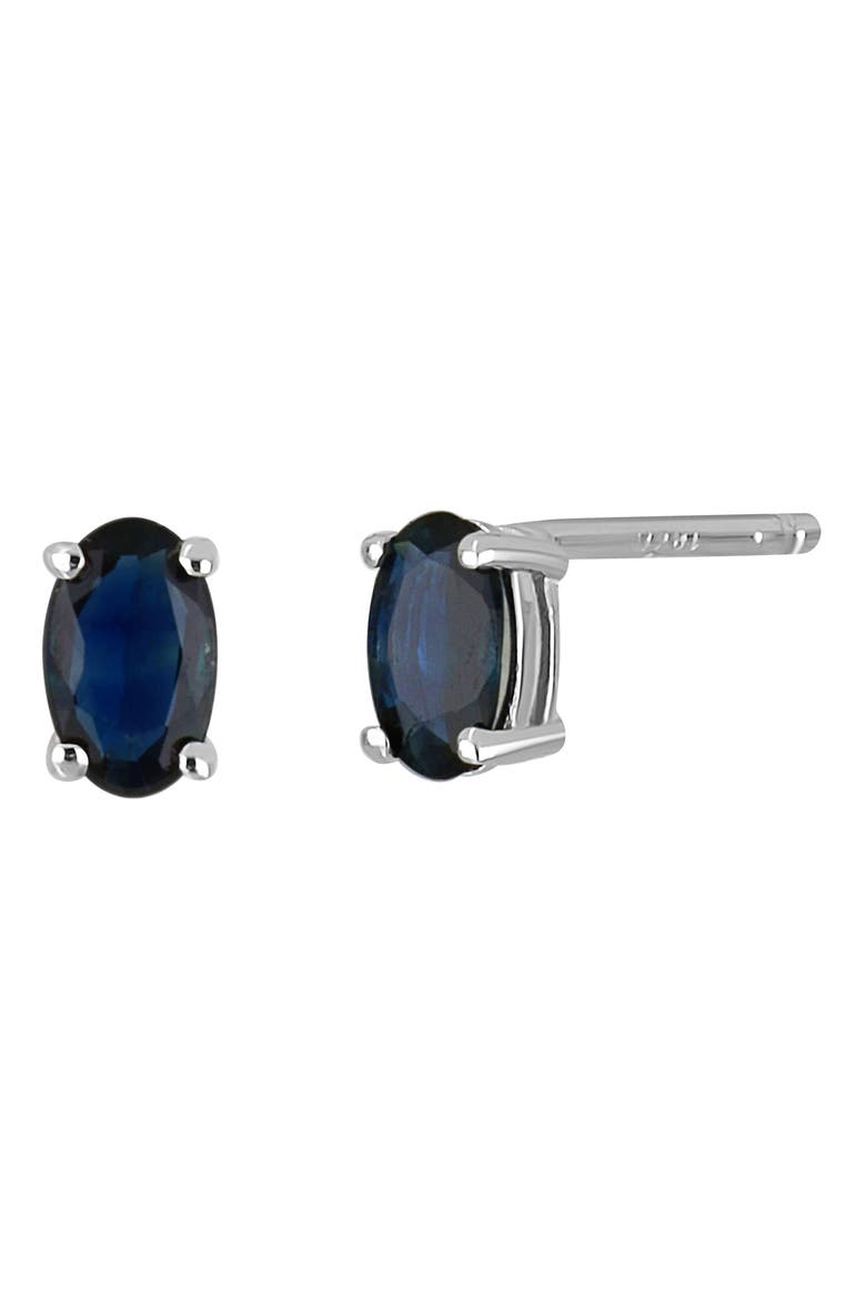 El Mar Sapphire Stud Earrings, Main, color, 18K WHITE GOLD