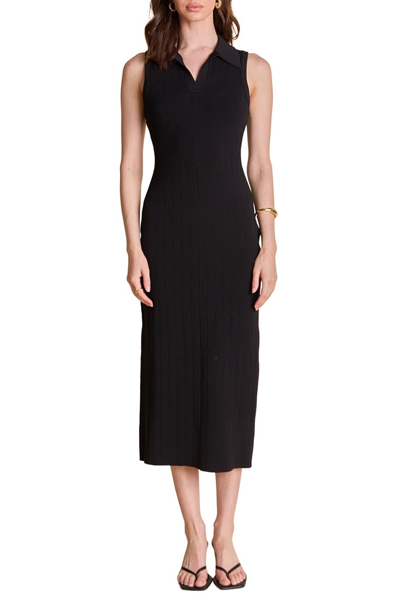 Collared Sleeveless Knit Dress, Main, color, BLACK
