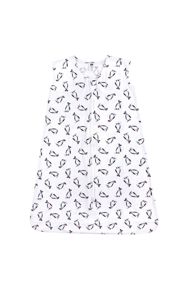 Hudson Baby Cozy Cotton Sleeveless Sleep & Cuddle Pouch, Main, color, Penguins